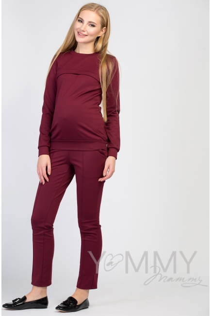 Костюм из плотной вискозы бургунди