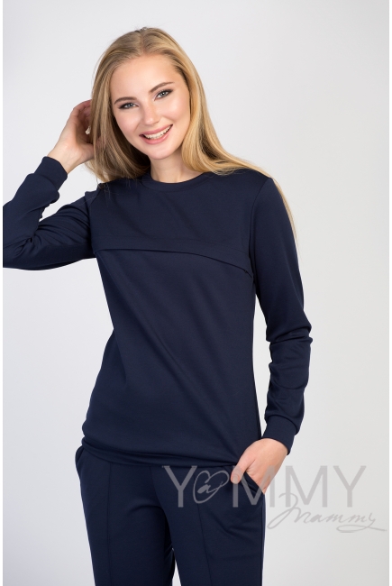 Костюм из плотной вискозы Костюм для кормящих и беременных из плотной вискозы, цвет темно-синий