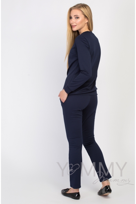 Костюм из плотной вискозы Костюм для кормящих и беременных из плотной вискозы, цвет темно-синий