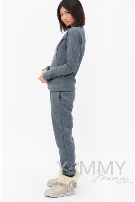 Костюм для кормящих и беременных, серо-розовый меланж