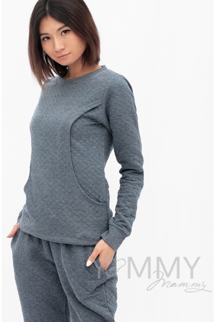 Костюм для кормящих и беременных, серо-розовый меланж
