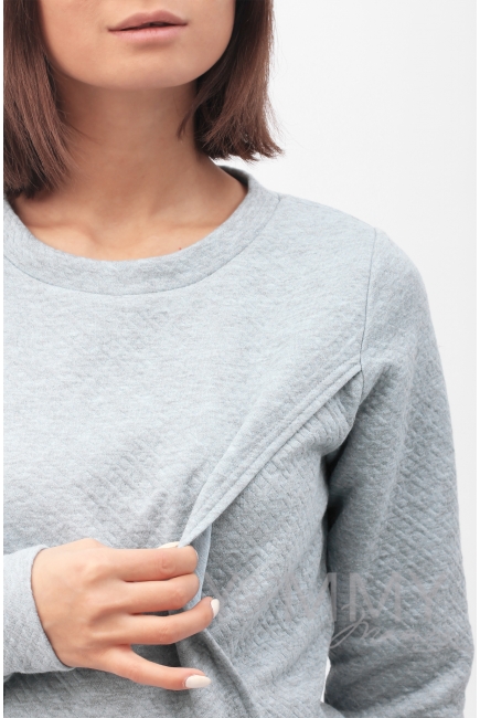 Костюм для беременных и кормящих, серо-голубой меланж