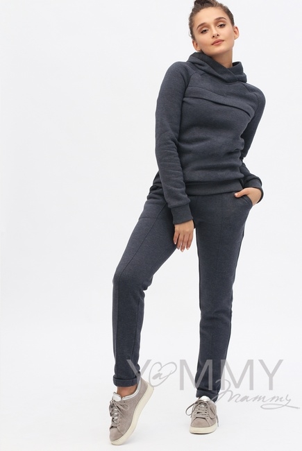 Теплый костюм для кормящих и беременных, цвет индиго меланж