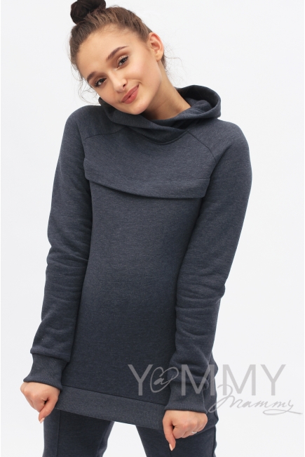 Костюм из худи и брюк индиго меланж