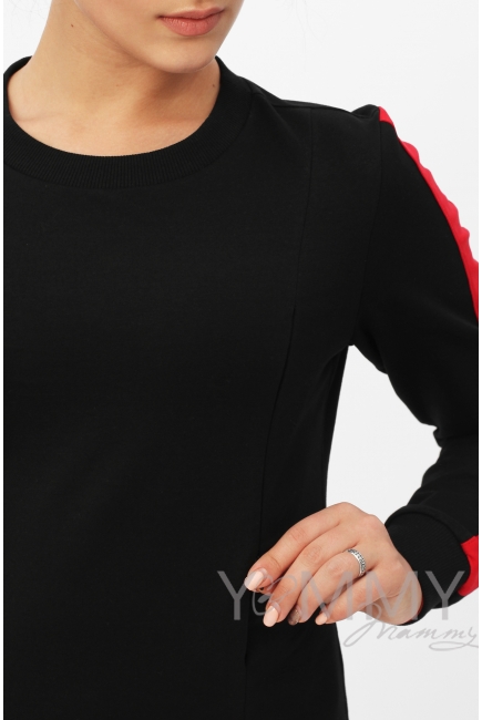 Костюм для беременных и кормящих с принтом, черный