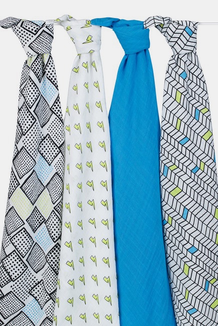 Муслиновые пеленки для новорожденных Aden&Anais, большие, набор 4, Whiz Kid