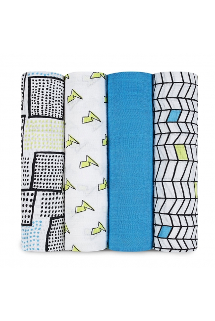 Aden&Anais набор 4 больших муслиновых пеленок, Whiz Kid