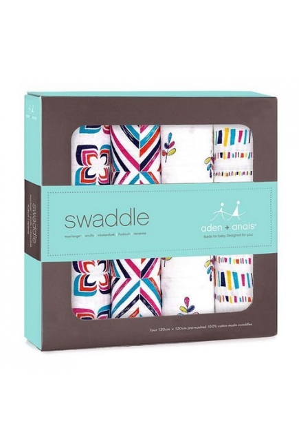 Aden&Anais набор 4 больших муслиновых пеленок, Flip-side
