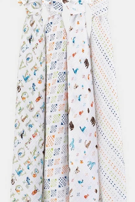 Муслиновые пеленки для новорожденных Aden&Anais, большие, набор 4, Parer Tales