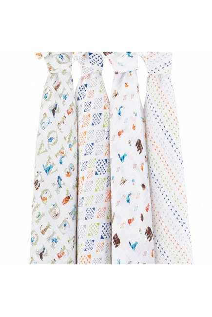 Aden&Anais набор 4 больших муслиновых пеленок, Parer Tales