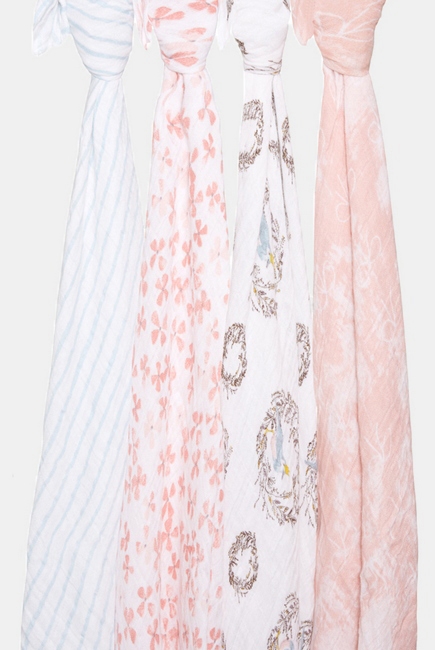 Муслиновые пеленки для новорожденных Aden&Anais, большие, набор 4, Birdsong