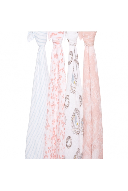 Aden&Anais набор 4 больших муслиновых пеленок, Birdsong