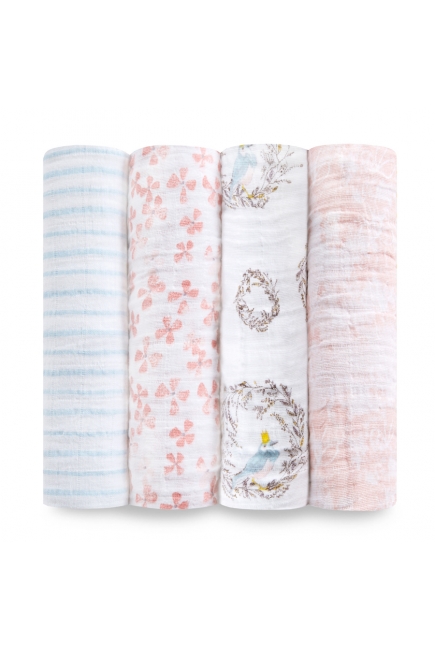 Aden&Anais набор 4 больших муслиновых пеленок, Birdsong