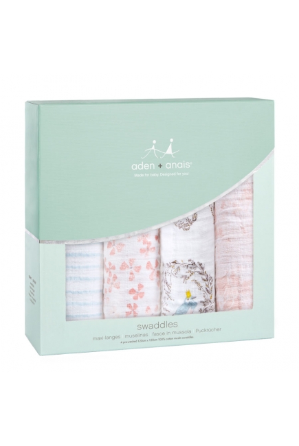 Aden&Anais набор 4 больших муслиновых пеленок, Birdsong