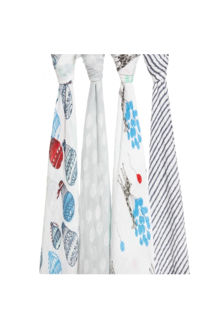 Aden&Anais набор 4 больших муслиновых пеленок, Dream Ride