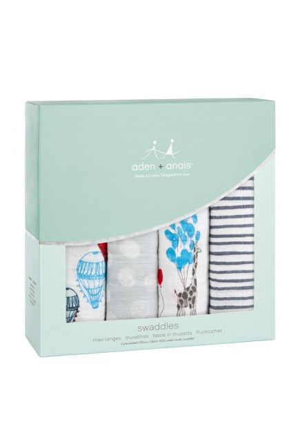 Aden&Anais набор 4 больших муслиновых пеленок, Dream Ride