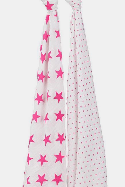 Муслиновые пеленки для новорожденных Aden&Anais большие, набор 2, Neon Fluro Pink