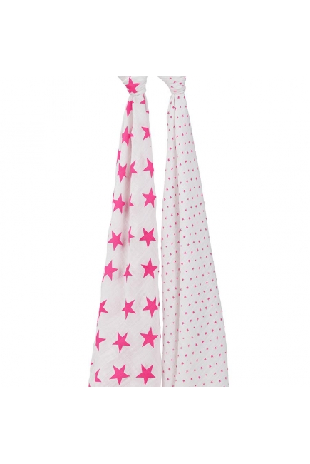 Муслиновые пеленки для новорожденных Aden&Anais большие, набор 2, Neon Fluro Pink