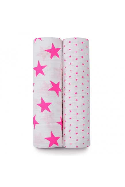 Муслиновые пеленки для новорожденных Aden&Anais большие, набор 2, Neon Fluro Pink