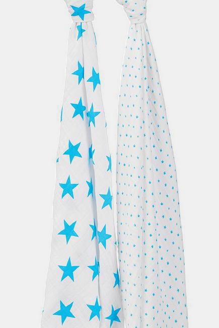 Муслиновые пеленки для новорожденных Aden&Anais большие, набор 2, Neon Fluro Blue