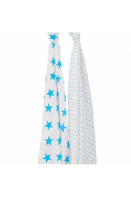 Муслиновые пеленки для новорожденных Aden&Anais большие, набор 2, Neon Fluro Blue