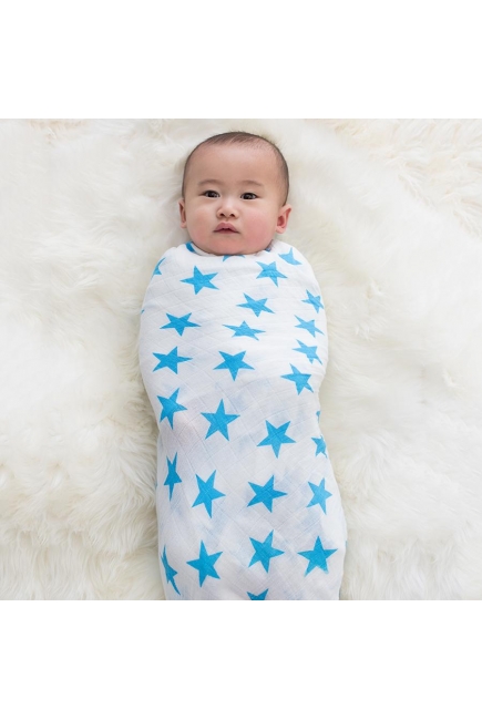 Муслиновые пеленки для новорожденных Aden&Anais большие, набор 2, Neon Fluro Blue