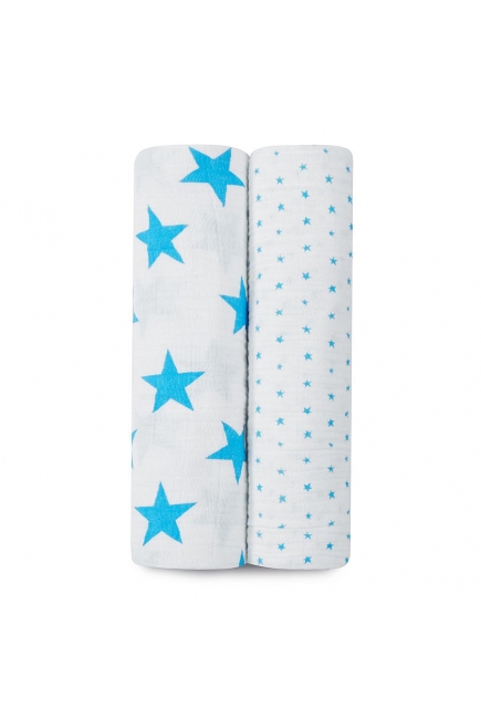 Муслиновые пеленки для новорожденных Aden&Anais большие, набор 2, Neon Fluro Blue