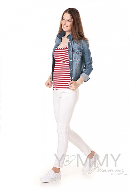 Майка для кормящих и беременных, в красную полоску