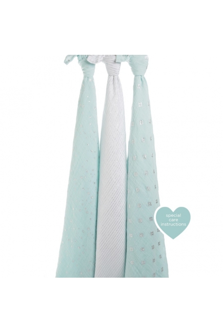 Муслиновые пеленки для новорожденных Aden&Anais мерцающие большие, набор 3, Metallic Skylight