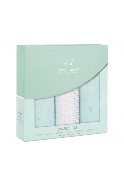 Муслиновые пеленки для новорожденных Aden&Anais мерцающие большие, набор 3, Metallic Skylight
