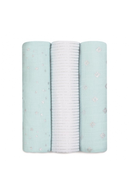 Муслиновые пеленки для новорожденных Aden&Anais мерцающие большие, набор 3, Metallic Skylight