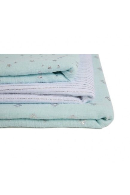 Муслиновые пеленки для новорожденных Aden&Anais мерцающие большие, набор 3, Metallic Skylight