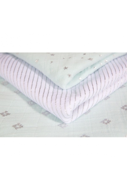 Муслиновые пеленки для новорожденных Aden&Anais мерцающие большие, набор 3, Metallic Skylight