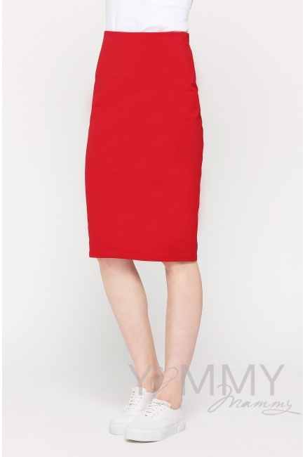 Юбка-карандаш для кормящих и беременных универсальная, красная
