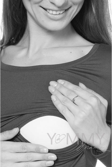 Лонгслив для кормящих и беременных, бордовый в синюю полоску