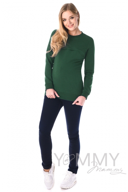 Свитшот для кормящих и беременных с секретом на молнии, малахит