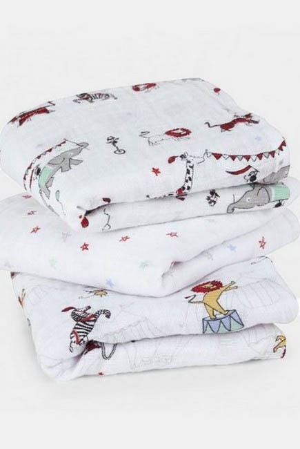 Муслиновые пеленки для новорожденных Aden&Anais средние, набор 3, Цирк