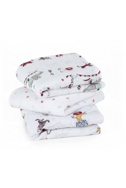 Муслиновые пеленки для новорожденных Aden&Anais средние, набор 3, Цирк