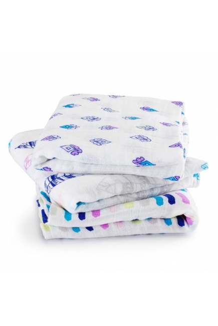 Муслиновые пеленки для новорожденных Aden&Anais средние, набор 3, Musy Wink