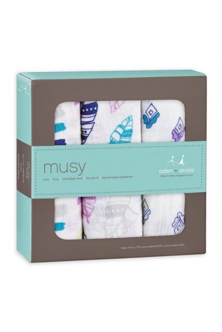 Муслиновые пеленки для новорожденных Aden&Anais средние, набор 3, Musy Wink
