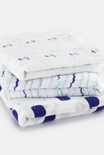 Муслиновые пеленки для новорожденных Aden&Anais средние, набор 3, High Seas