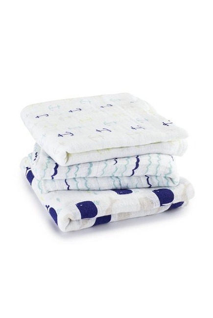 Муслиновые пеленки для новорожденных Aden&Anais средние, набор 3, High Seas