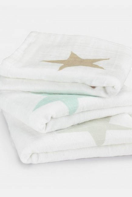 Муслиновые пеленки для новорожденных Aden&Anais средние, набор 3, Super Star Scout
