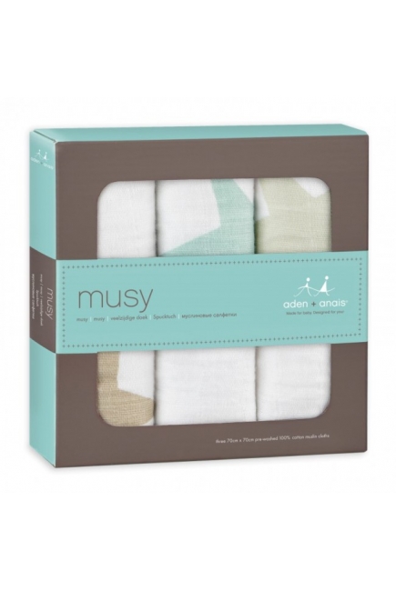 Муслиновые пеленки для новорожденных Aden&Anais средние, набор 3, Super Star Scout