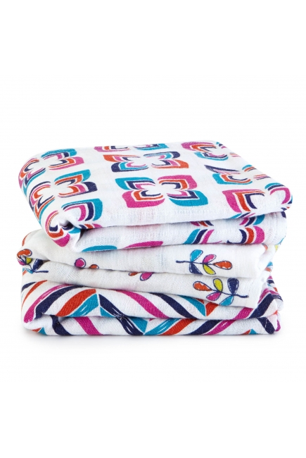 Муслиновые пеленки для новорожденных Aden&Anais средние, набор 3, Musy Flip-side