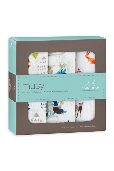 Муслиновые пеленки для новорожденных Aden&Anais средние, набор 3, Musy Paper Tales