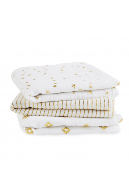 Муслиновые пеленки для новорожденных Aden&Anais мерцающие средние, набор 3, Metallic Gold