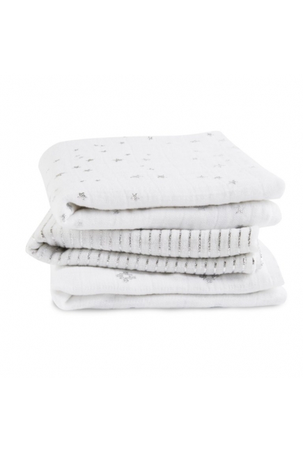 Муслиновые пеленки для новорожденных Aden&Anais мерцающие средние, набор 3, Metallic Silver