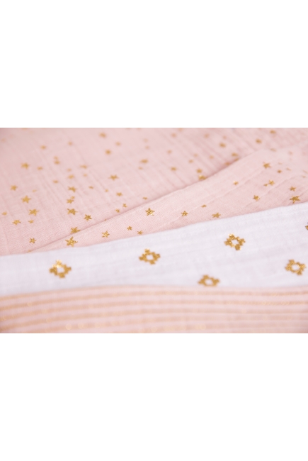 Муслиновые пеленки для новорожденных Aden&Anais мерцающие средние, набор 3, Metallic Primrose