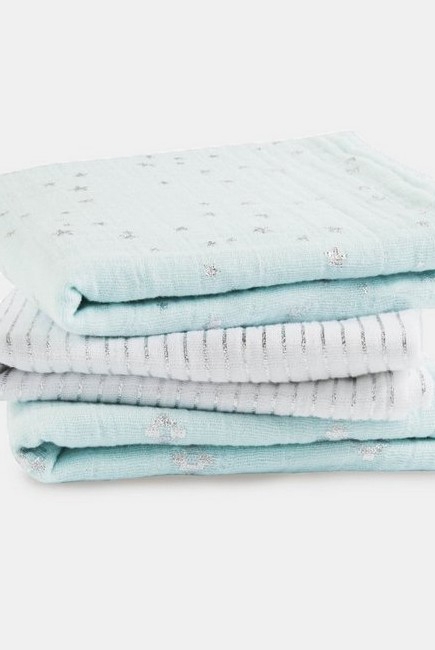 Муслиновые пеленки для новорожденных Aden&Anais мерцающие средние, набор 3, Metallic Skylight